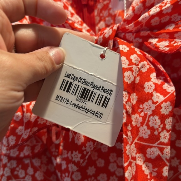 NWT! Hello Molly Last Days Of Disco Cutout Red Floral Playsuit Romper Dress S - Picture 5 of 12